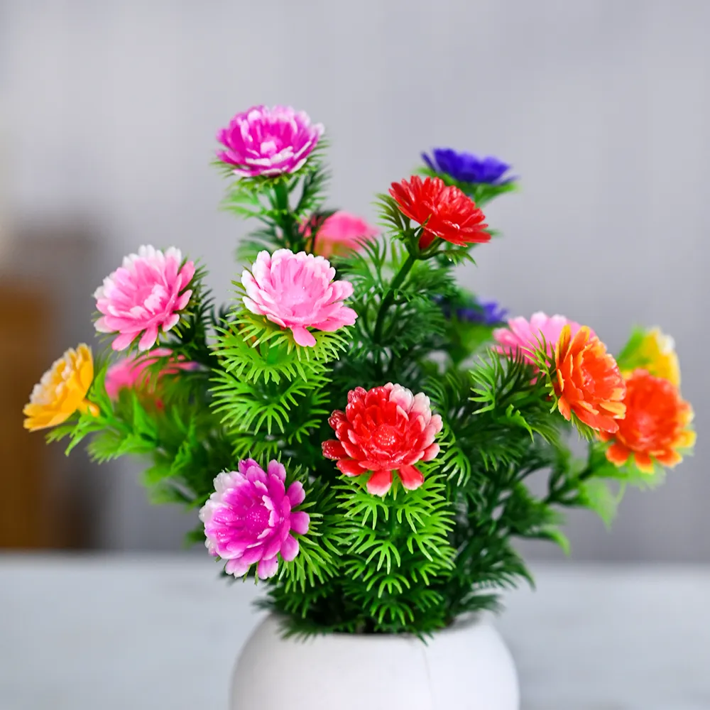 Floresecnt Flowers Artificial Bunch With Pot Single Piece