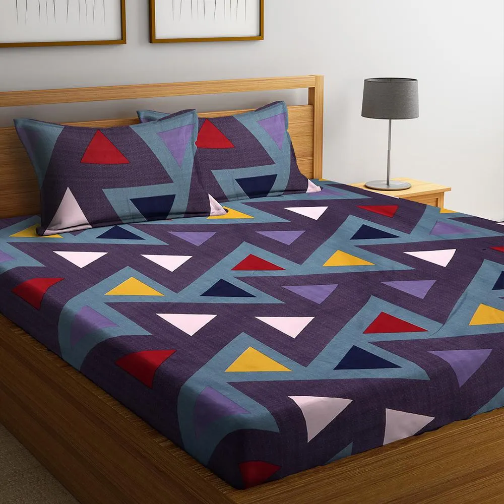 Florida Polycotton Double Bed Sheet with Pillow Cover Queen