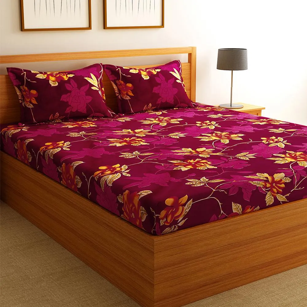 Florida Polycotton Double Bedsheet with Pillow Cover Queen