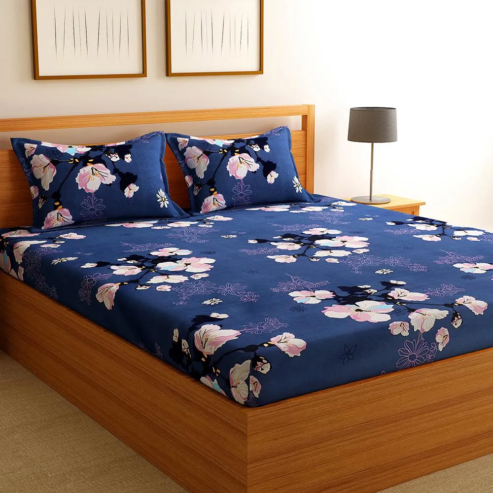 Florida Polycotton Double Bedsheet with Pillow Cover Queen