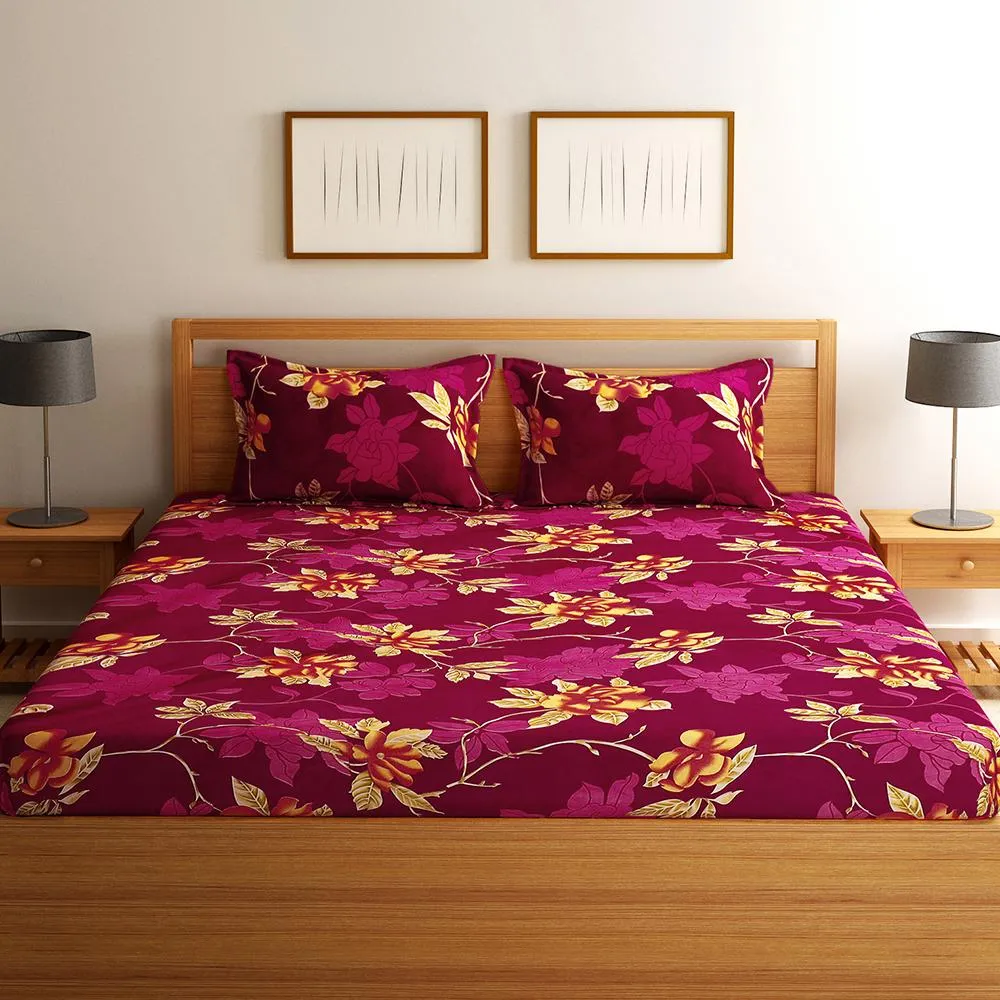 Florida Polycotton Double Bedsheet with Pillow Cover Queen