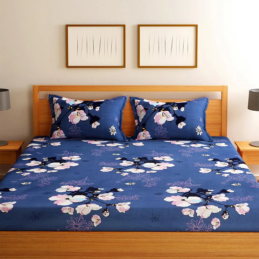 Florida Polycotton Double Bedsheet with Pillow Cover Queen