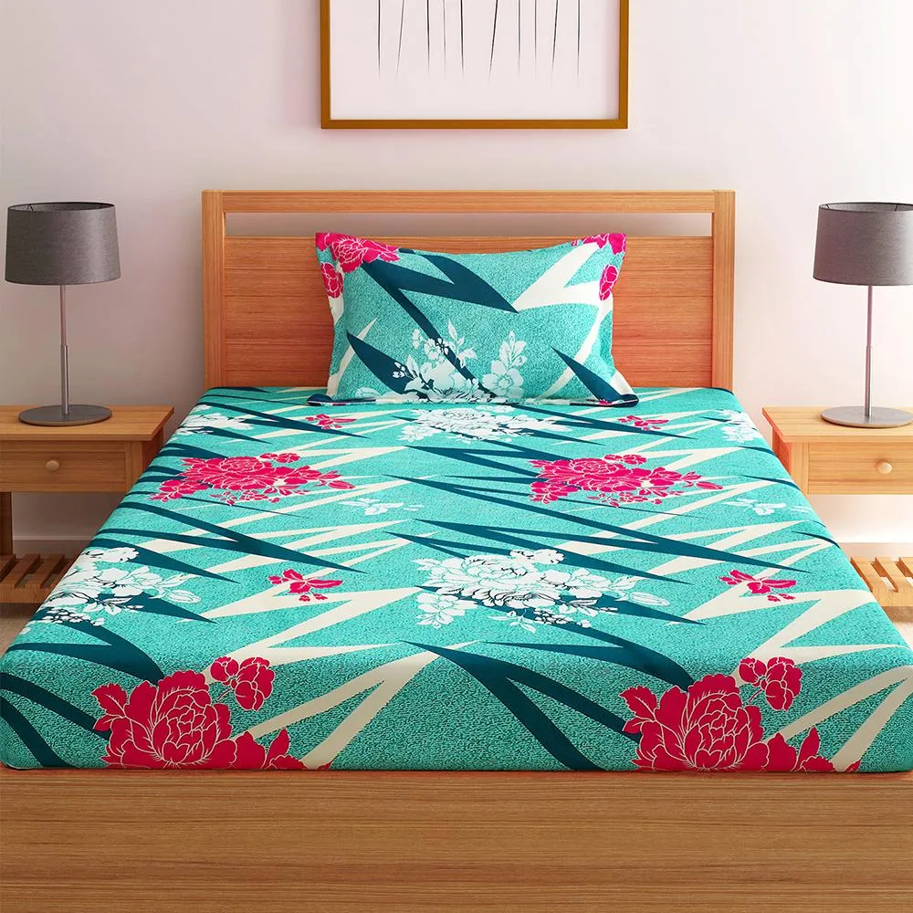 Florida Polycotton Single Bed Sheet with Pillow Covers