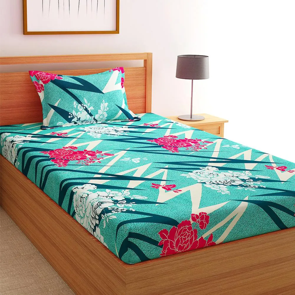 Florida Polycotton Single Bed Sheet with Pillow Covers