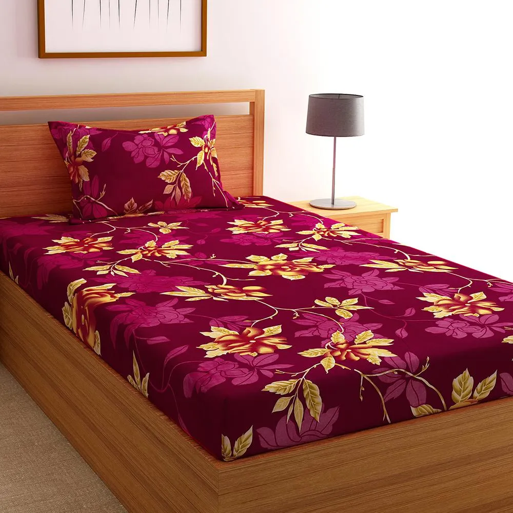 Florida Polycotton Single Bedsheet with Pillow Cover