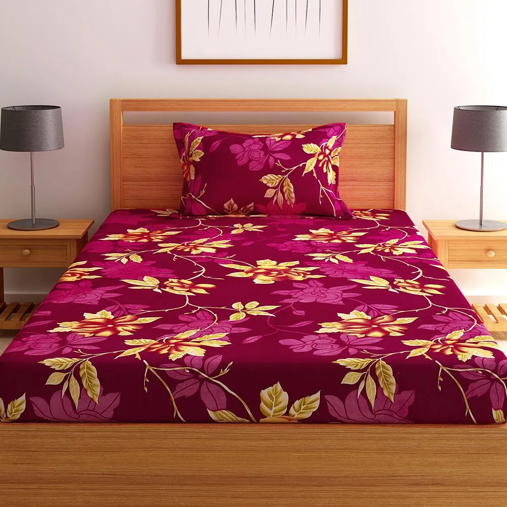 Florida Polycotton Single Bedsheet with Pillow Cover
