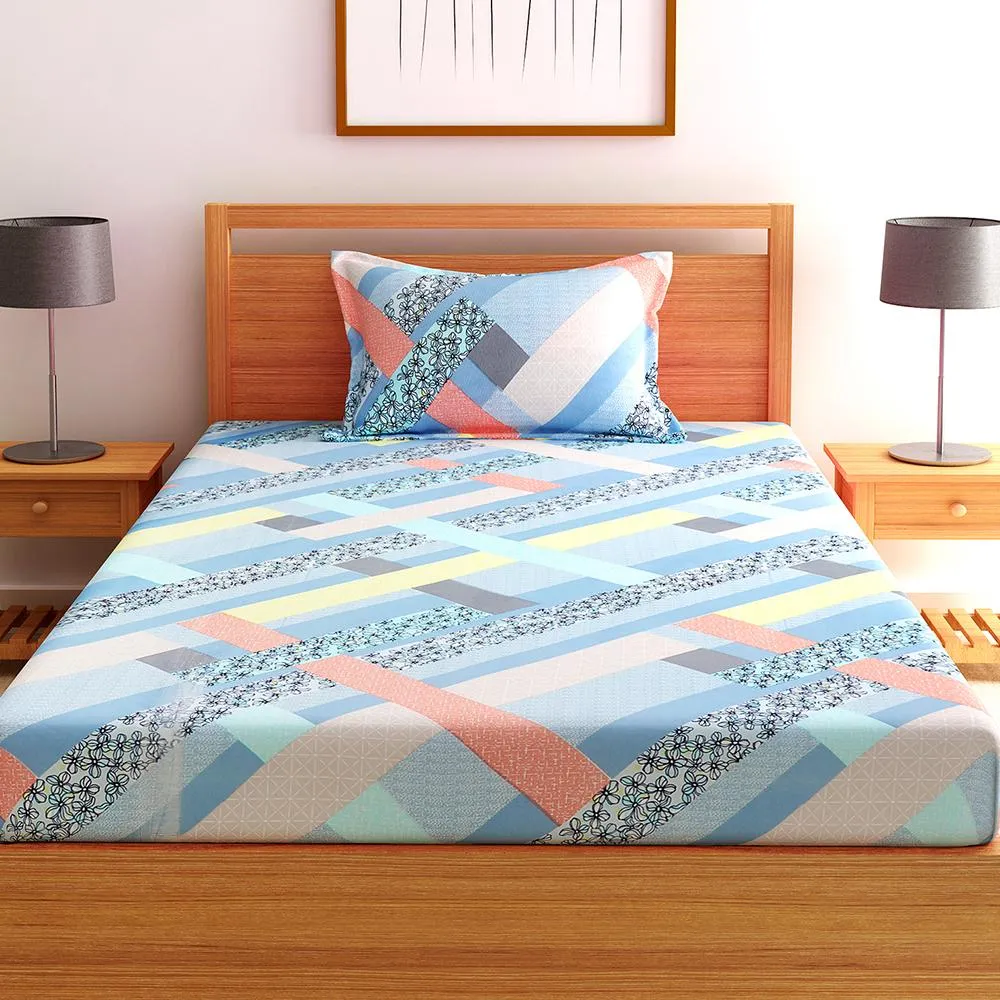 Florida Polycotton Single Bedsheet with Pillow Cover Single