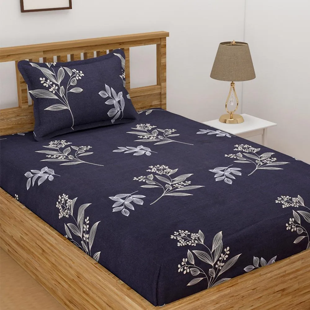 Florida Polycotton Single Bedsheet with Pillow Cover Single