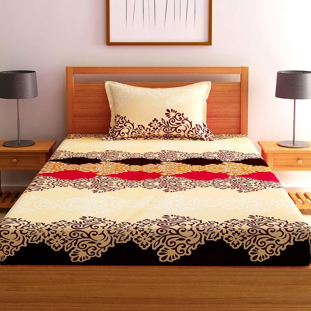 Florida Polycotton Single Bedsheet with Pillow Cover Single