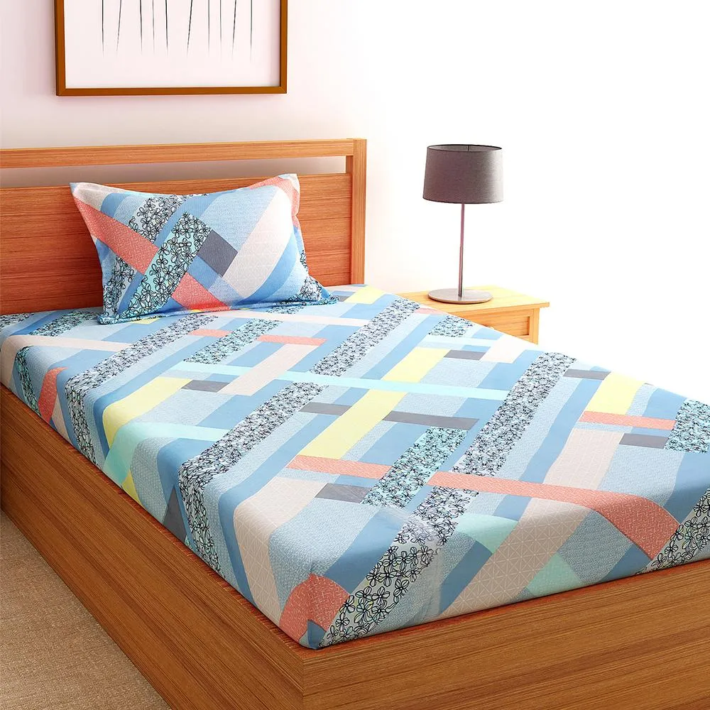 Florida Polycotton Single Bedsheet with Pillow Cover Single