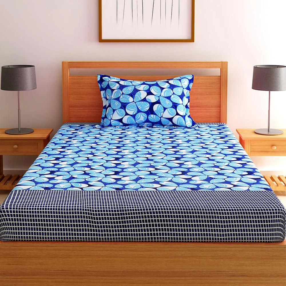 Florida Polycotton Single Bedsheet with Pillow Cover Single