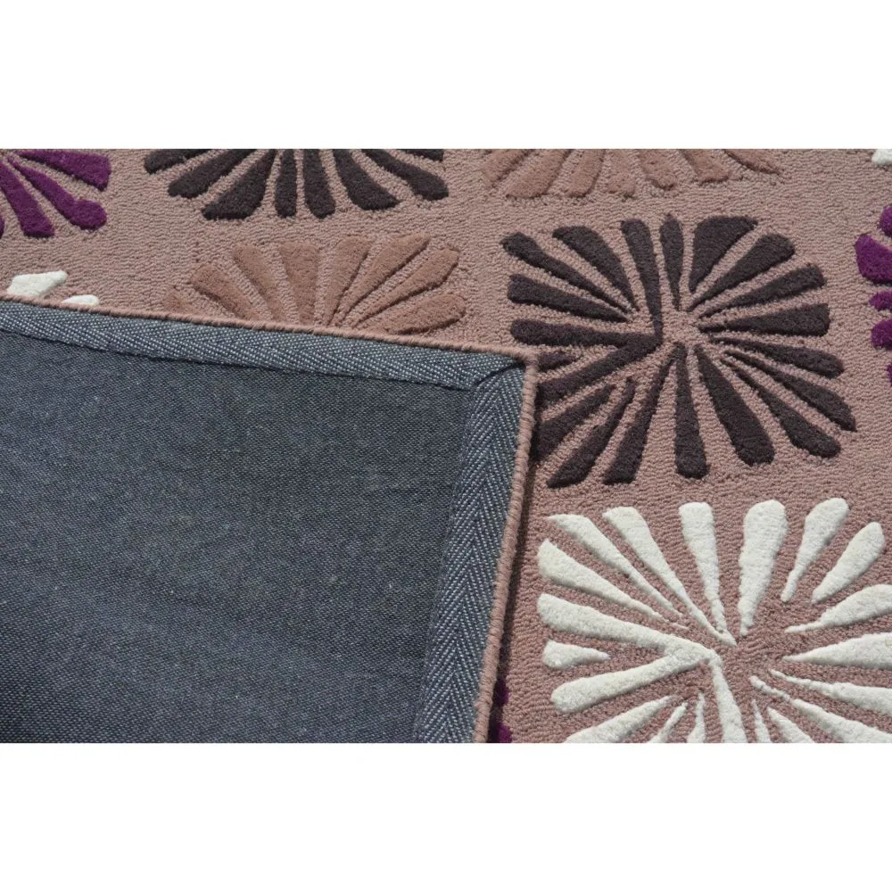 Flower Blocked Designer Purple & Brown Tufted Area Carpet 3X5ft