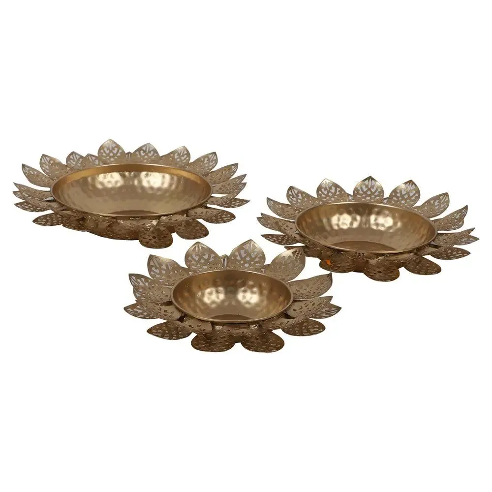 Flower Cut Designer Urli Bowls Set of 3 for Home Entrance