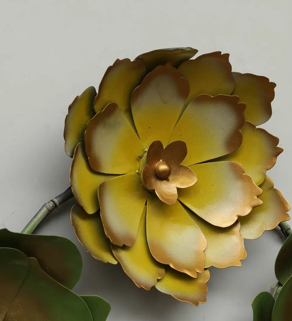 Flower Decorated Ganesha LED Metal Wall Art