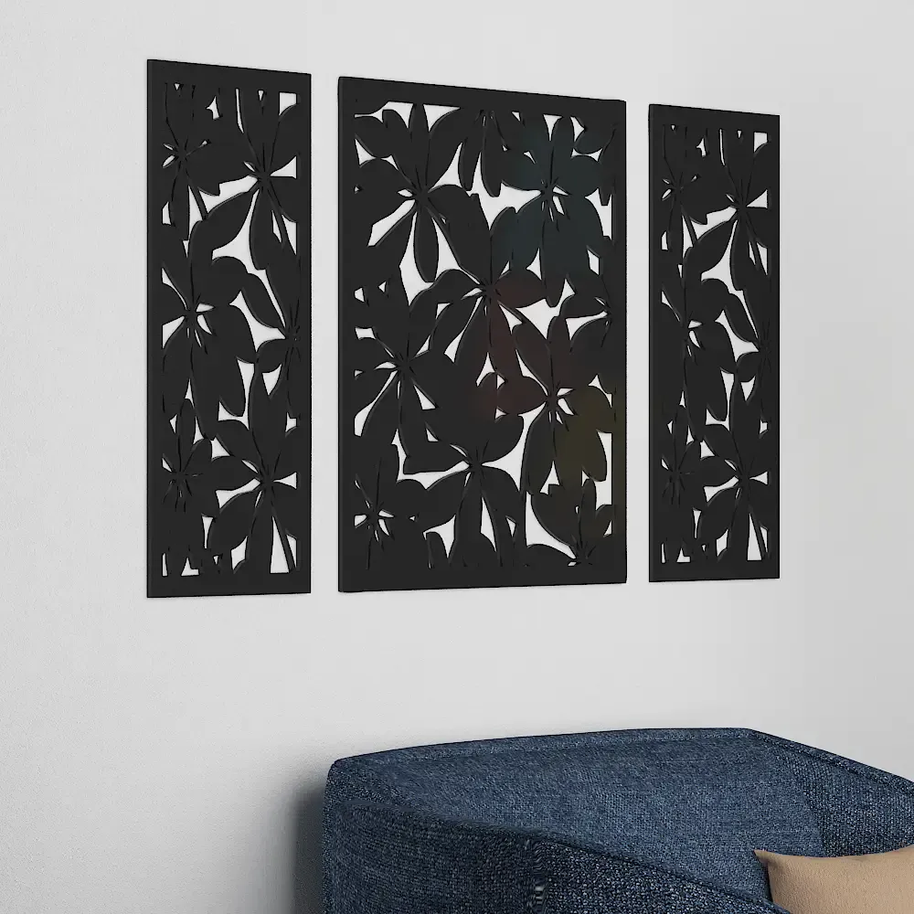 Flower Design Wooden Wall Hanging, Living Room Wooden Wall Decoration Medium(18 inch X 40 inch)