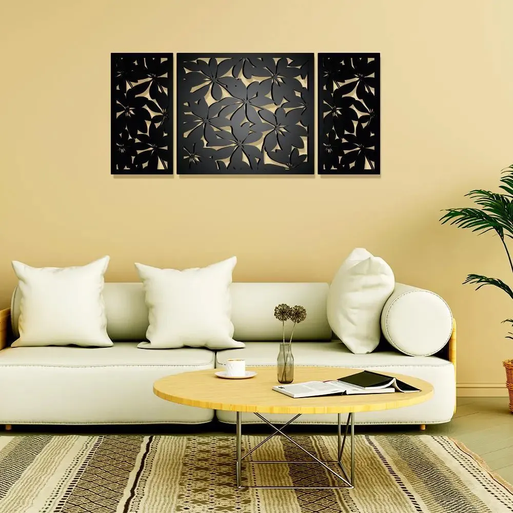 Flower Design Wooden Wall Hanging, Living Room Wooden Wall Decoration Medium(18 inch X 40 inch)