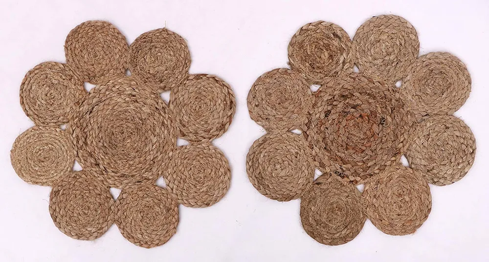Flower Designer Jute Placemat/ Table Mat (Set of 2)