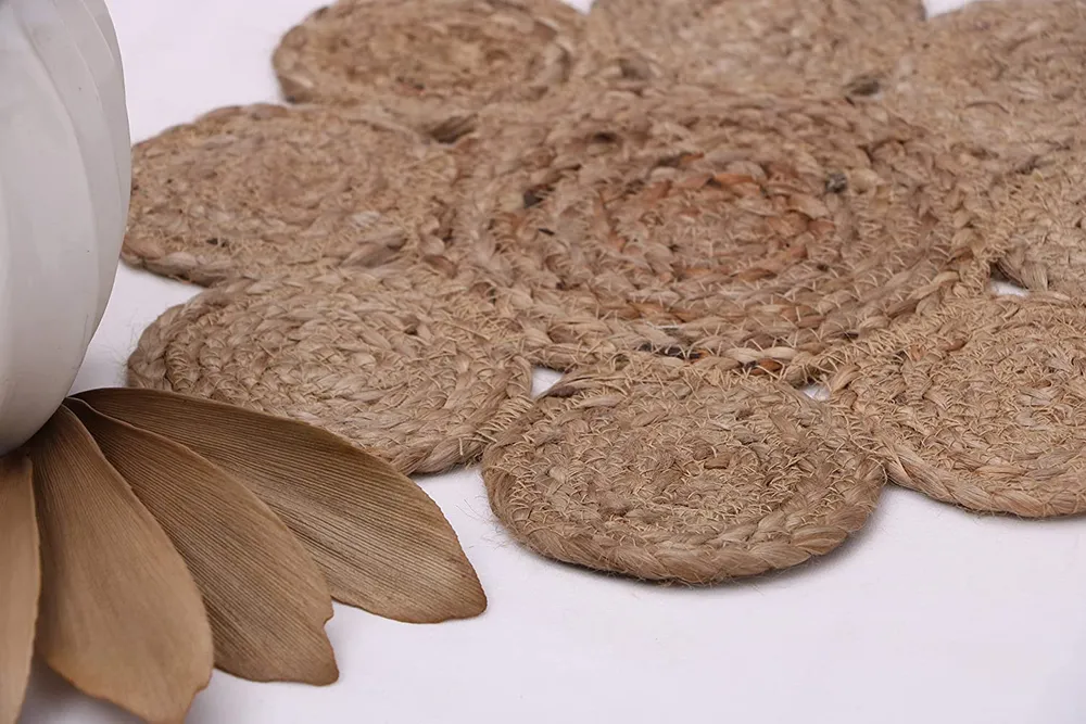 Flower Designer Jute Placemat/ Table Mat (Set of 2)