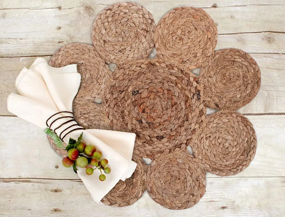 Flower Designer Jute Placemat/ Table Mat (Set of 2)