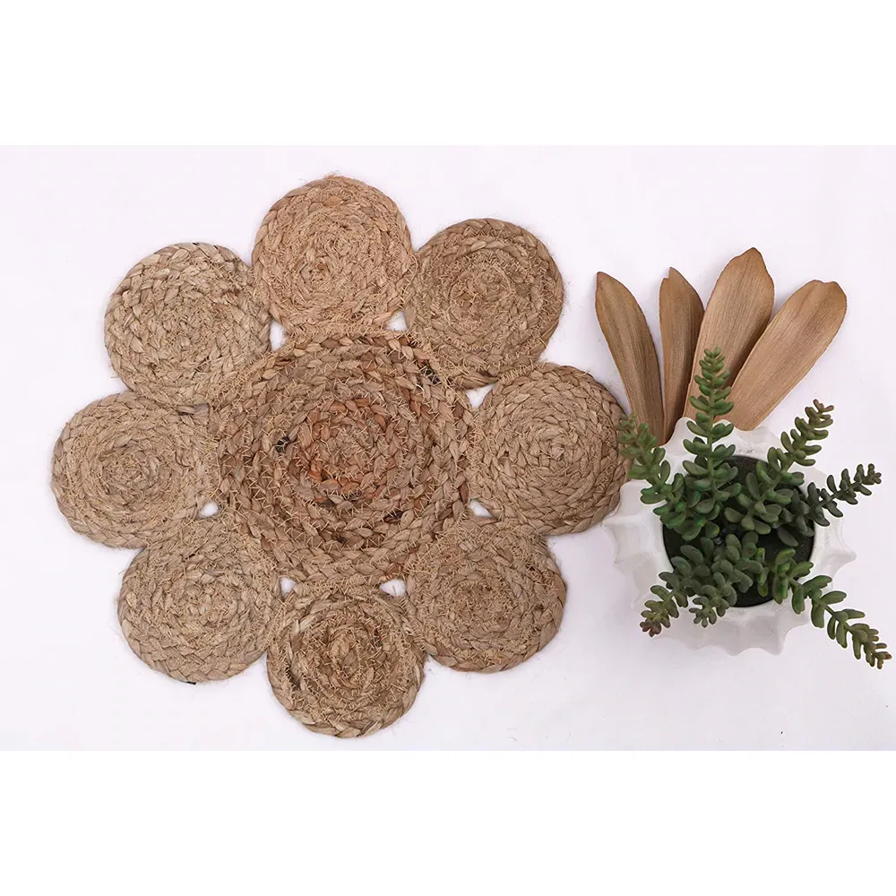 Flower Designer Jute Placemat/ Table Mat (Set of 2)