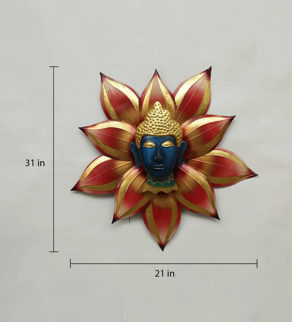 Flower Encircled Buddha LED Metal Wall Art