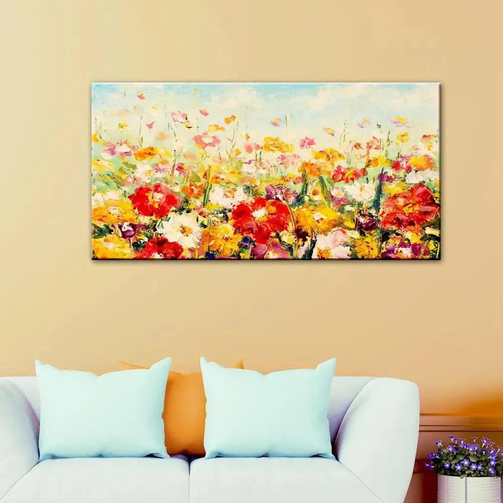 Flower Garden Nature Canvas Printed Painting With Wood Frame