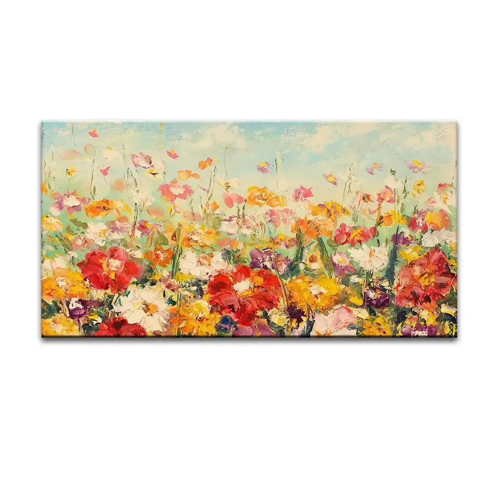 Flower Garden Nature Canvas Printed Painting With Wood Frame