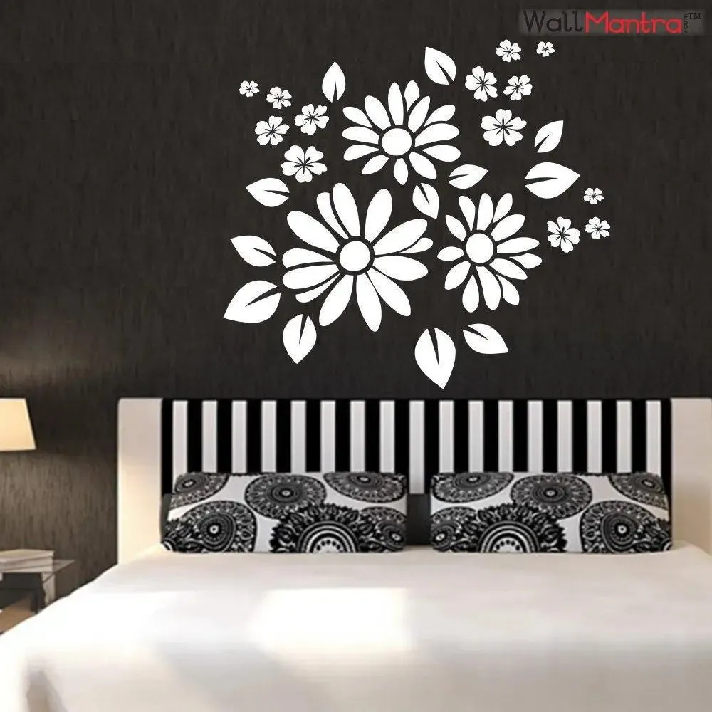Flower Self Adhesive Vinyl Wall Sticker White