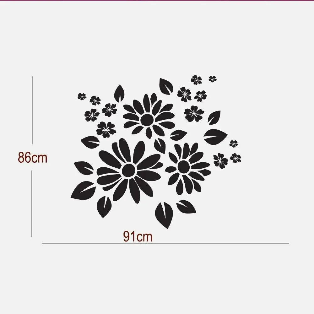 Flower Self Adhesive Vinyl Wall Sticker White