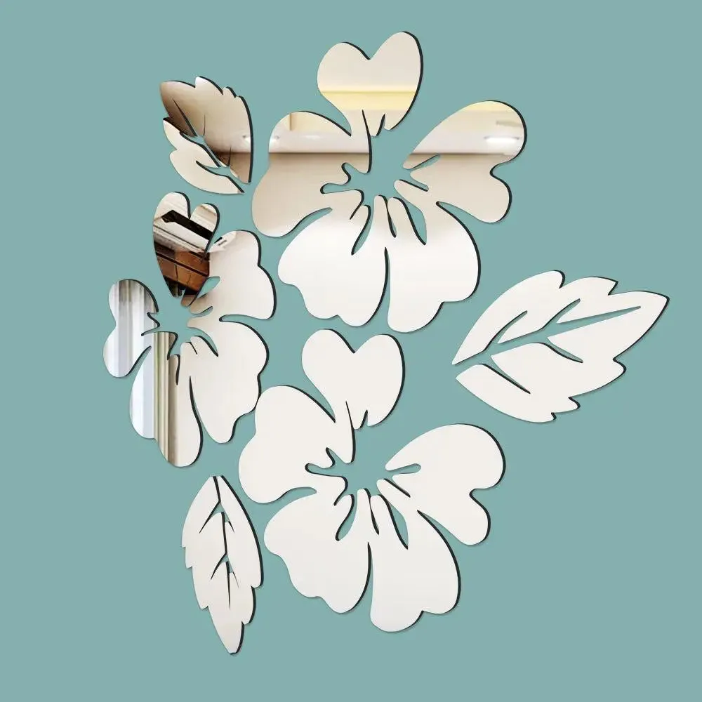Flower-Shaped Self Adhesive Mirror Sticker for Walls