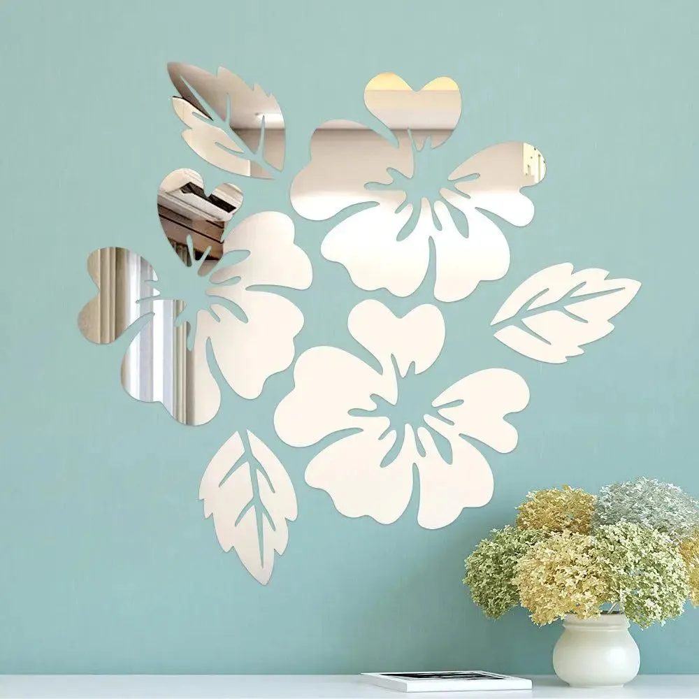 Flower-Shaped Self Adhesive Mirror Sticker for Walls