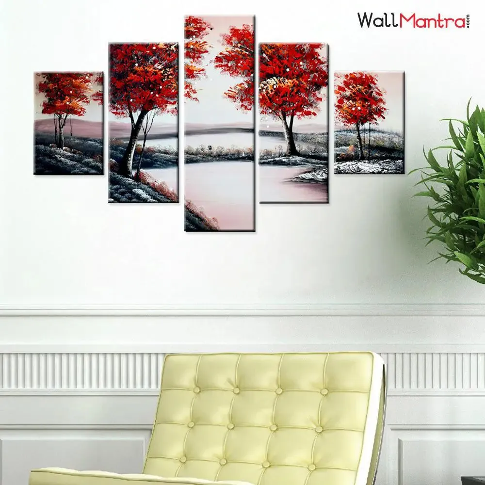 Flower Valley Canvas Print Wall Painting &amp; Modern Wall Art 5 Pieces