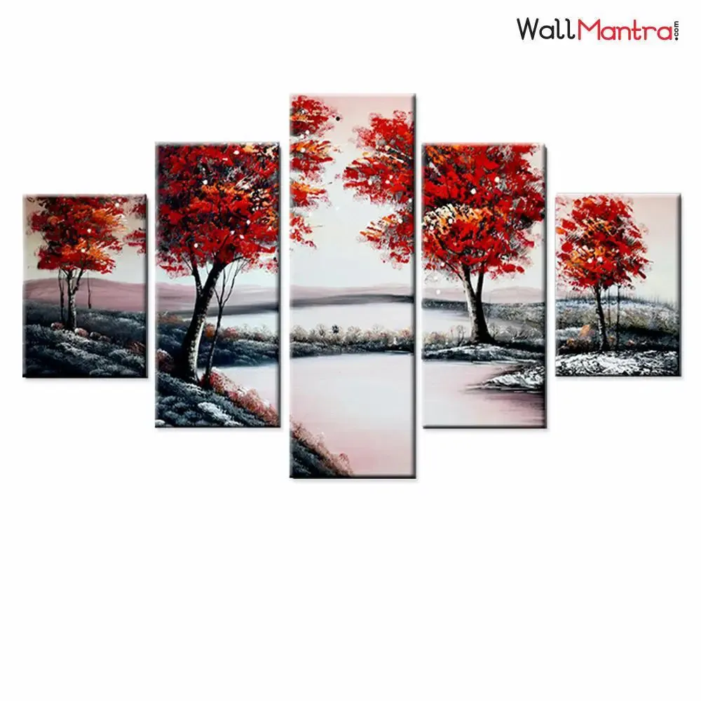 Flower Valley Canvas Print Wall Painting &amp; Modern Wall Art 5 Pieces