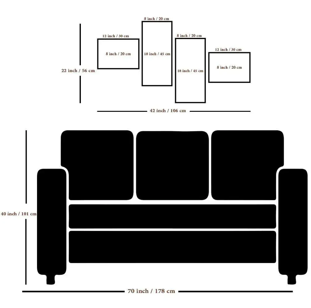 Flower Wall Art Canvas Painting 4 Pieces In Wooden Frame