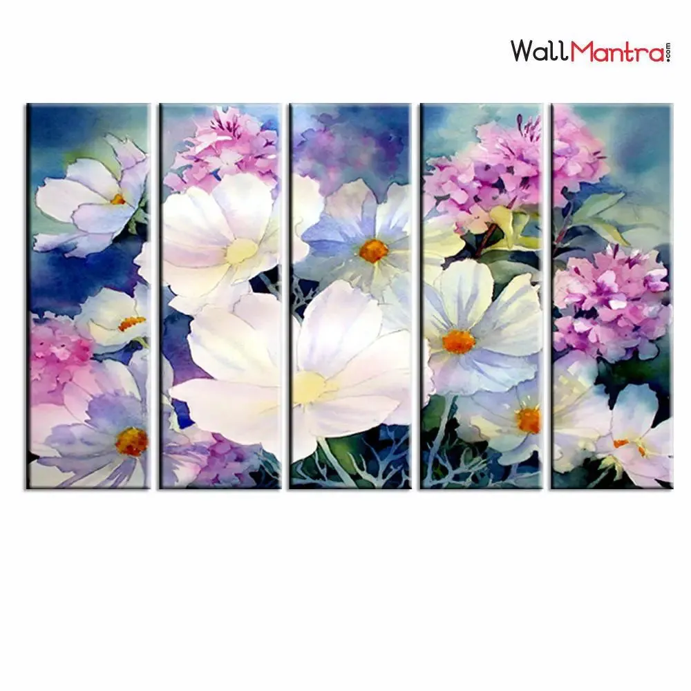 Flower Wall Painting Multiple Frames Set On Canvas