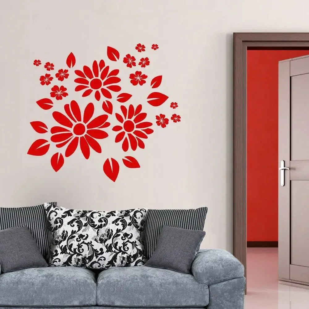 Flower Wall Sticker Premium Quality ( 90 cm X 86 cm Vinyl Home Decor )