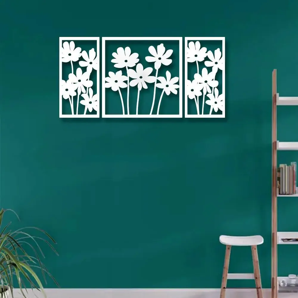 Flowers Design Wooden Wall Hanging, Living Room Wooden Wall Decoration Medium(18 inch X 40 inch)