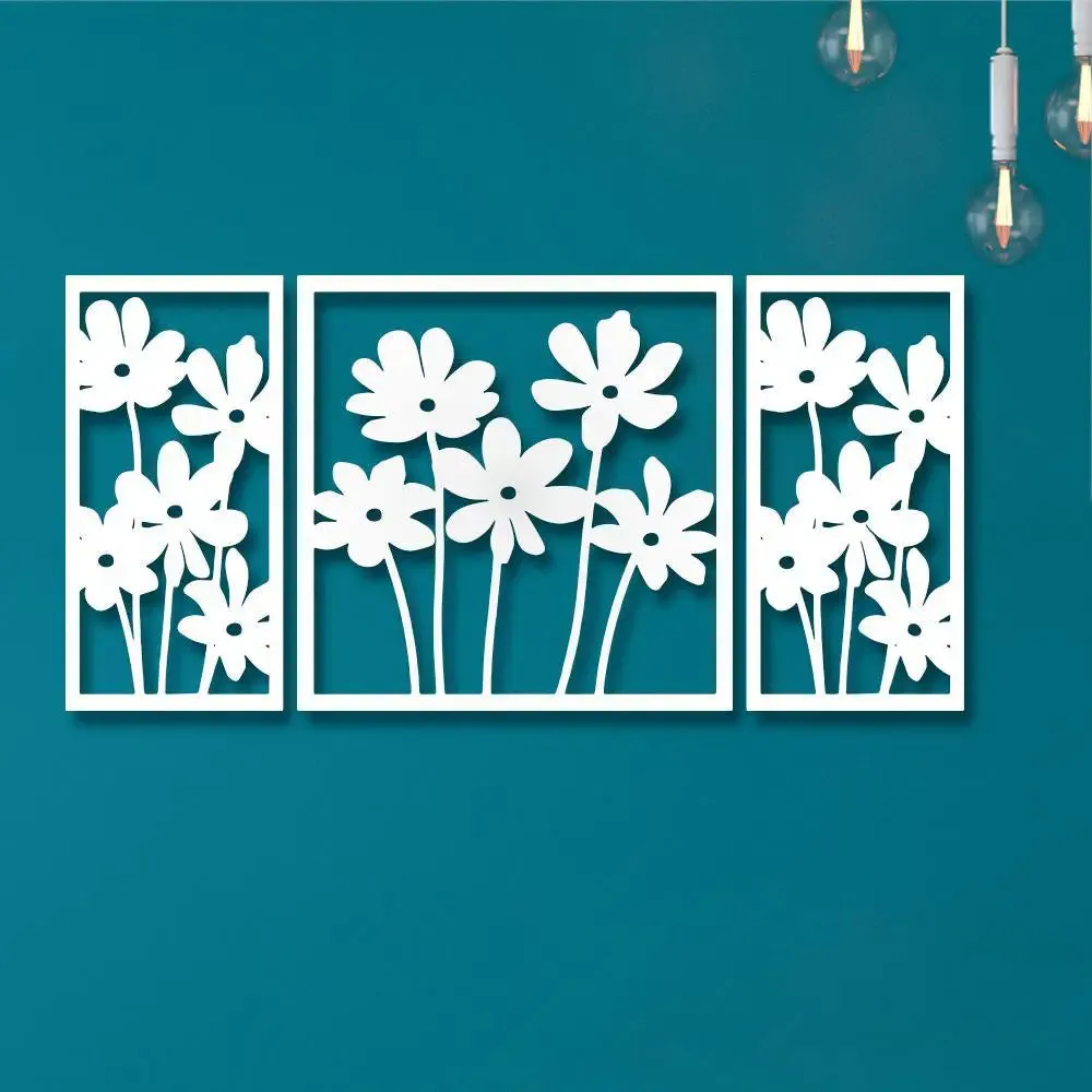 Flowers Design Wooden Wall Hanging, Living Room Wooden Wall Decoration Medium(18 inch X 40 inch)