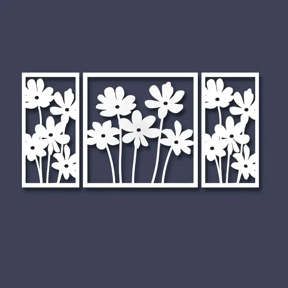 Flowers Design Wooden Wall Hanging, Living Room Wooden Wall Decoration Medium(18 inch X 40 inch)