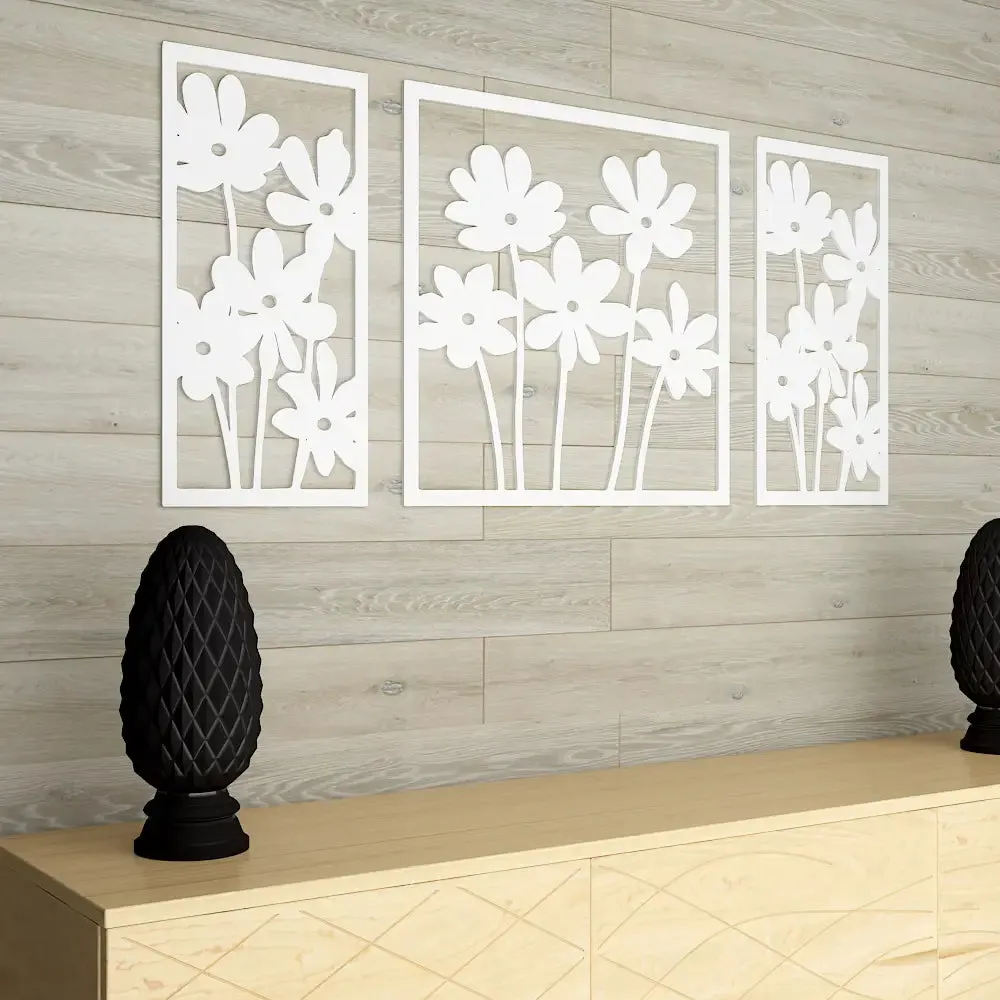 Flowers Design Wooden Wall Hanging, Living Room Wooden Wall Decoration Medium(18 inch X 40 inch)