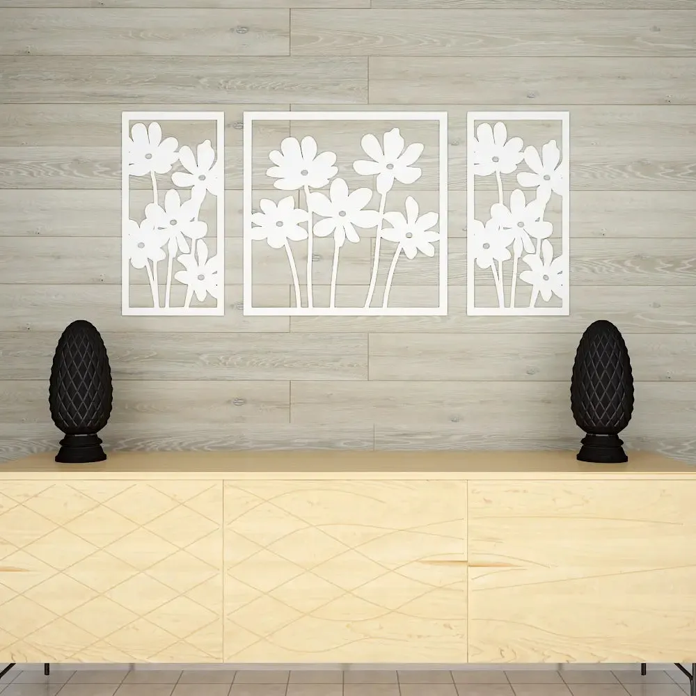 Flowers Design Wooden Wall Hanging, Living Room Wooden Wall Decoration Medium(18 inch X 40 inch)