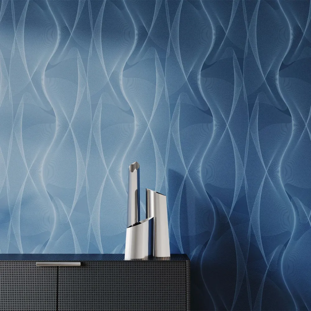 WallMantra Flowing Lines Premium Quality Wallpaper Grey
