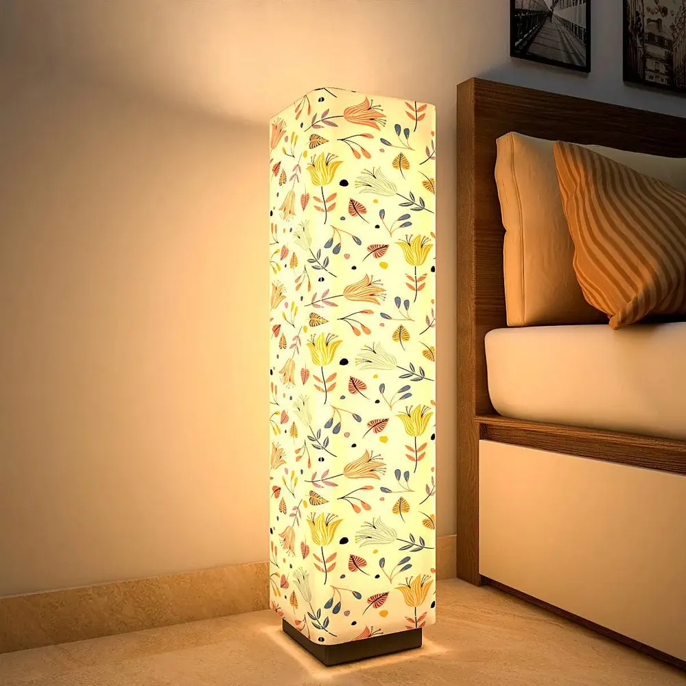 Flowy Tulips Printed Rectangle Floor Lamp