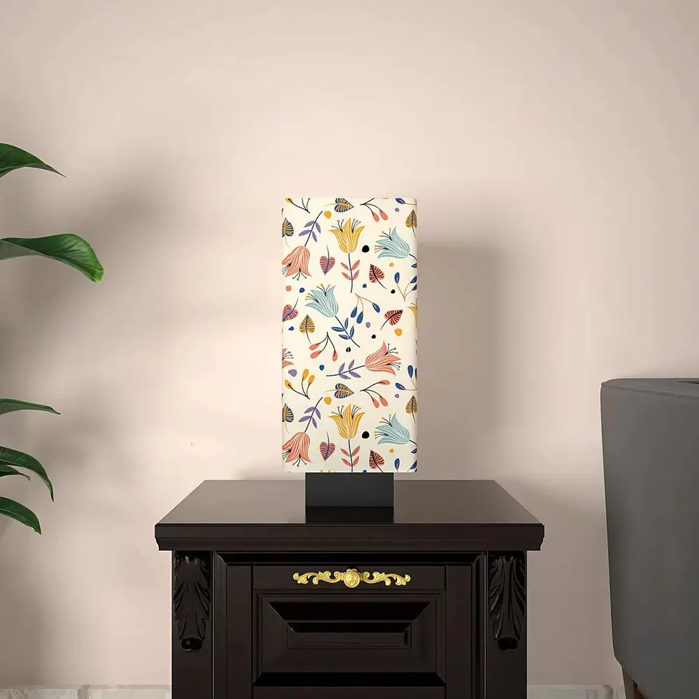Flowy Tulips Printed Rectangle Table Lamp