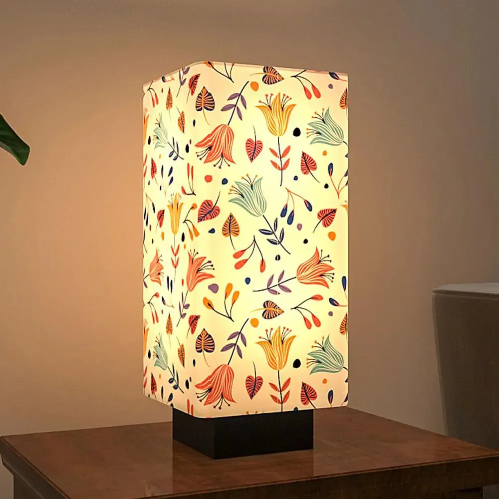 Flowy Tulips Printed Rectangle Table Lamp