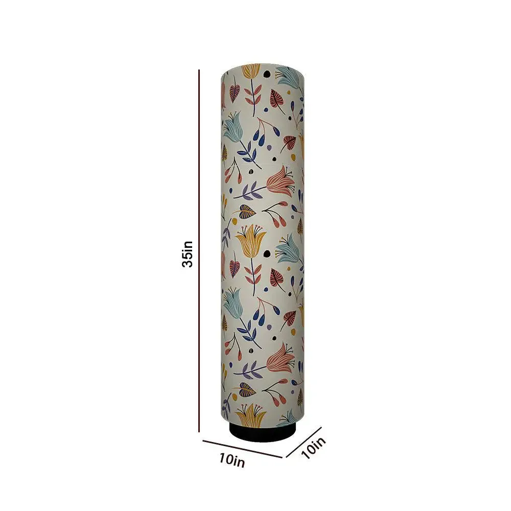 Flowy Tulips Printed Round Floor Lamp