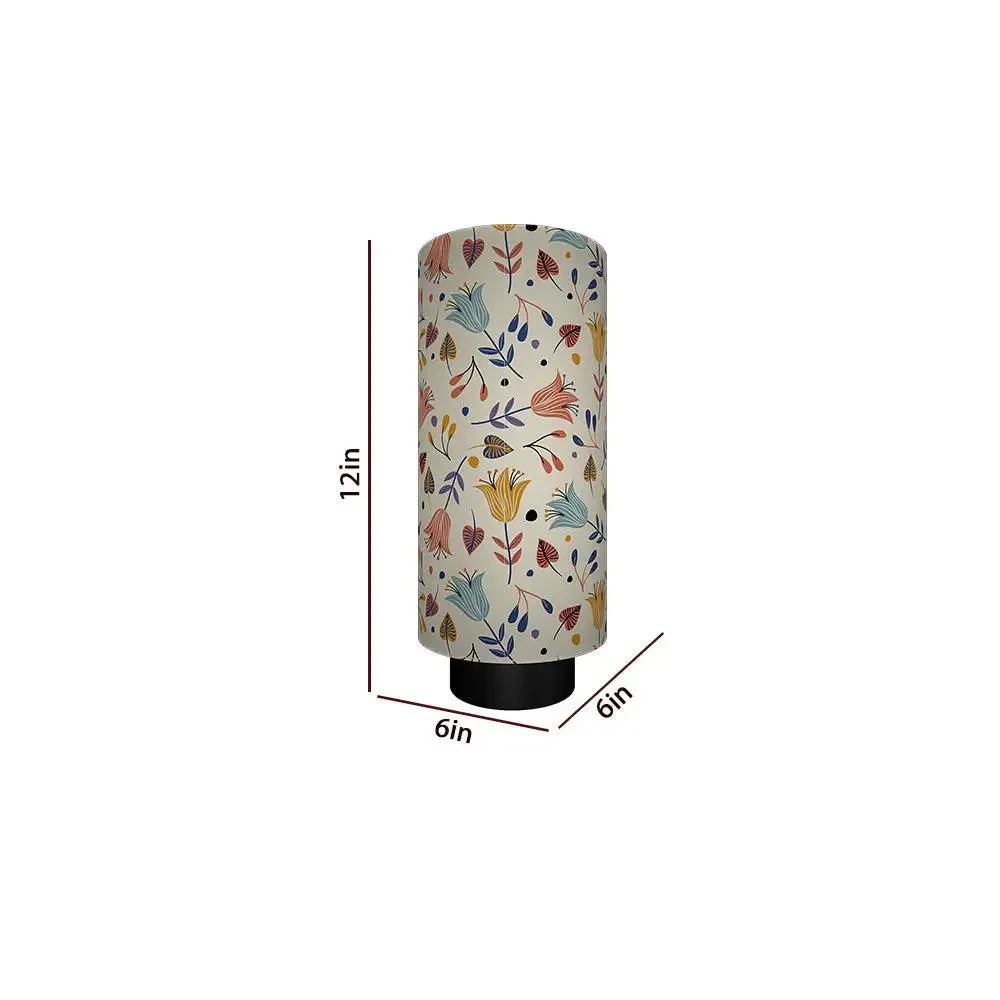 Flowy Tulips Printed Round Table Lamp