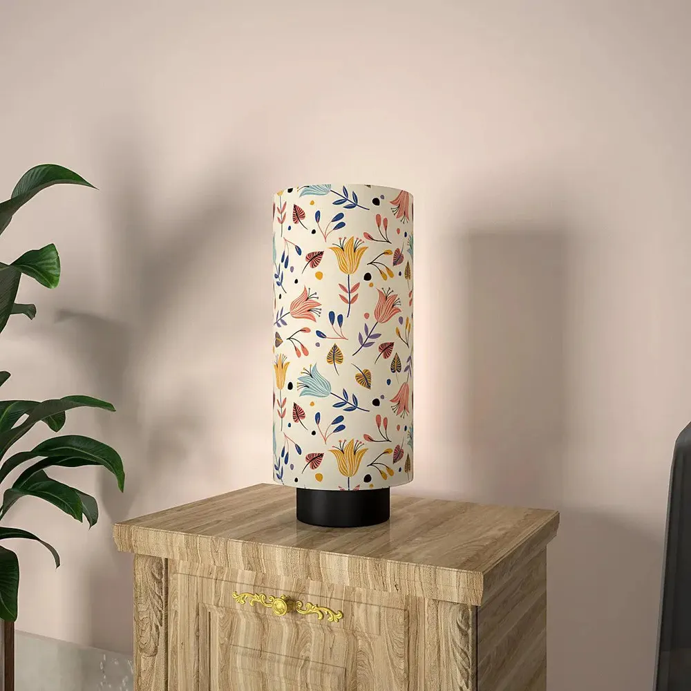 Flowy Tulips Printed Round Table Lamp