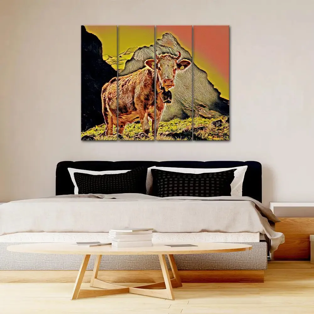 Fluffy Cow Canvas Wall Painting