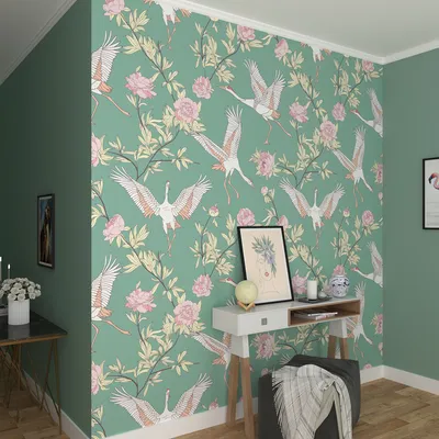 Flying Cheerful Flamingos Turquoise Premium Quality Wallpaper